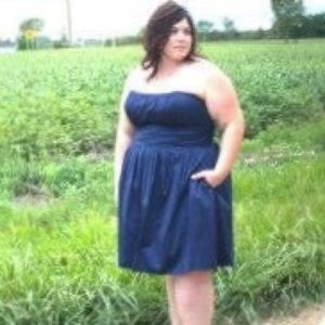 Adorable strapless, knee-length, navy blue dress
